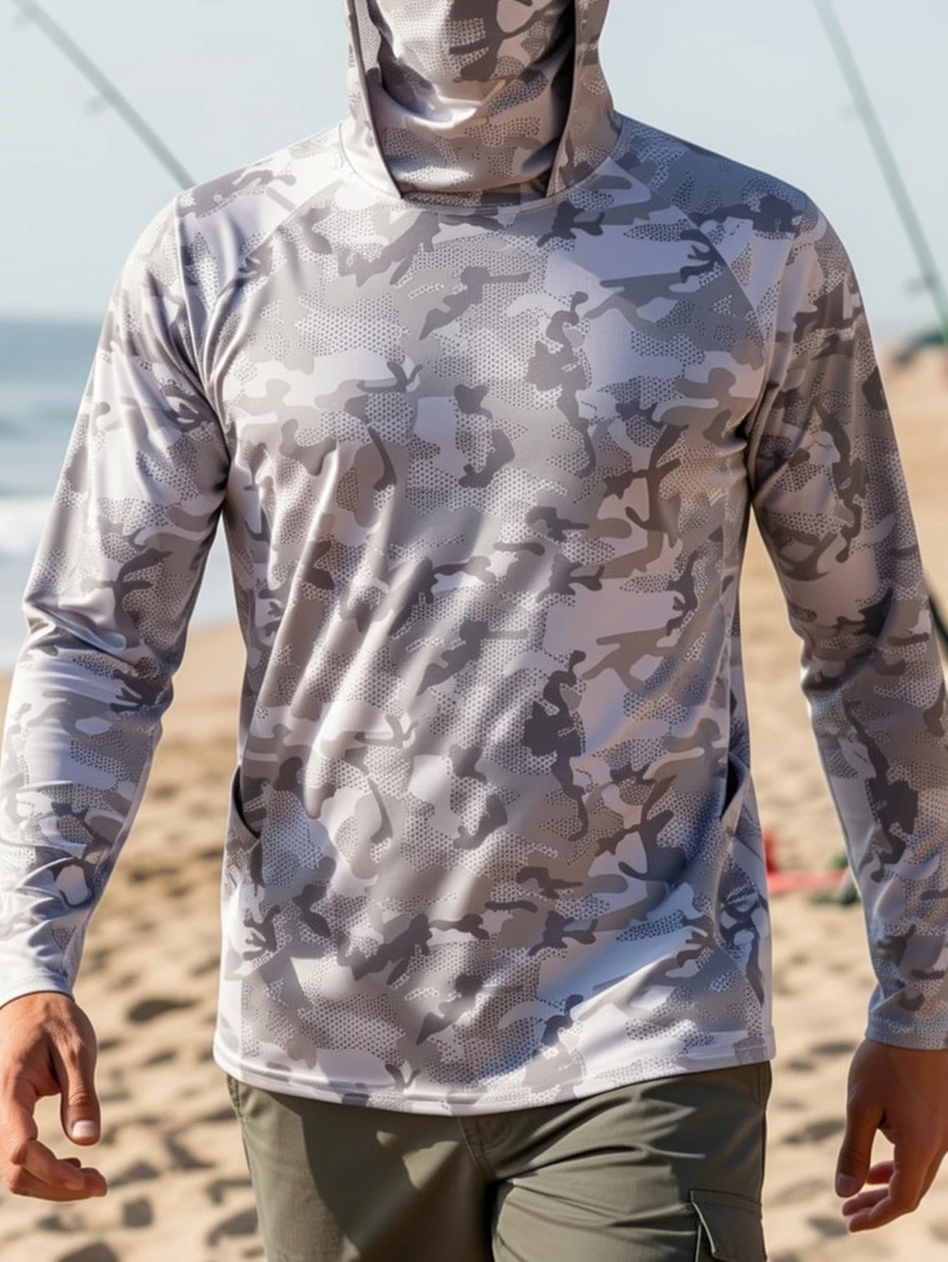 European and American men's summer new camouflage print soft breathable fishing suit long sleeved T-shirt outdoor casual top