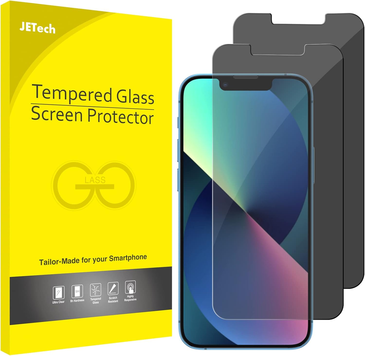 JETech Protector Pantalla Privacidad para iPhone 17 Pro Max, 2 Unidades | Protección Antiespía, Cristal Vidrio Templado, Marco de Instalación Fácil, Anti-Arañazos