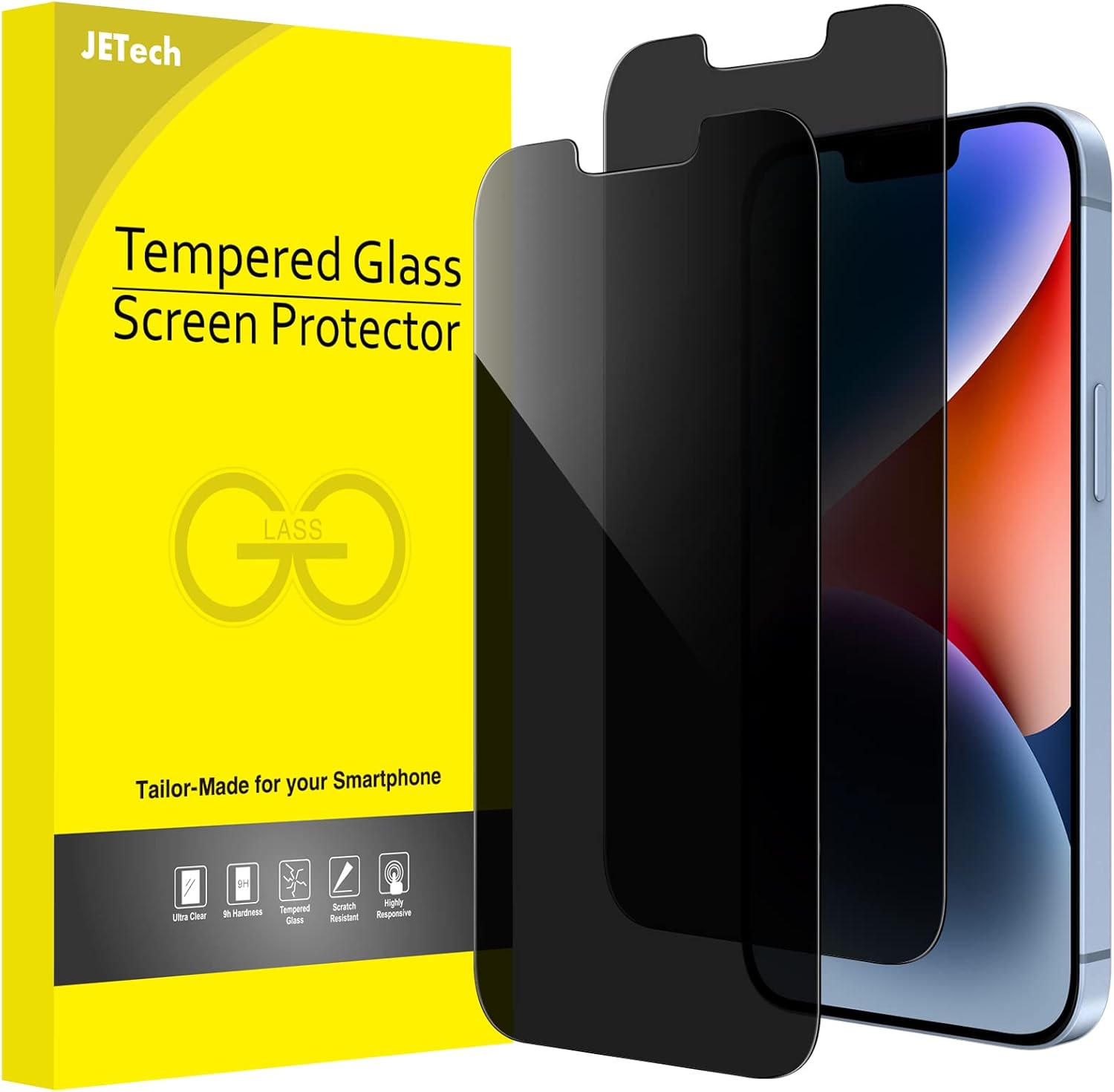 JETech Protector Pantalla Privacidad para iPhone 17 Pro Max, 2 Unidades | Protección Antiespía, Cristal Vidrio Templado, Marco de Instalación Fácil, Anti-Arañazos