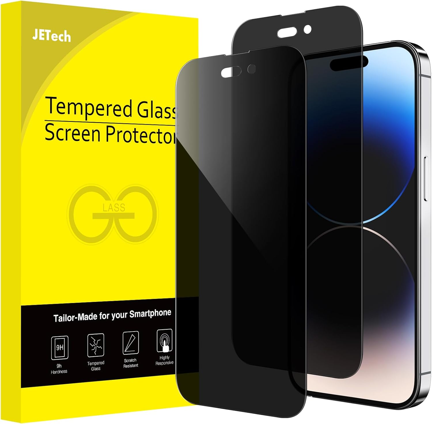 JETech Protector Pantalla Privacidad para iPhone 17 Pro Max, 2 Unidades | Protección Antiespía, Cristal Vidrio Templado, Marco de Instalación Fácil, Anti-Arañazos