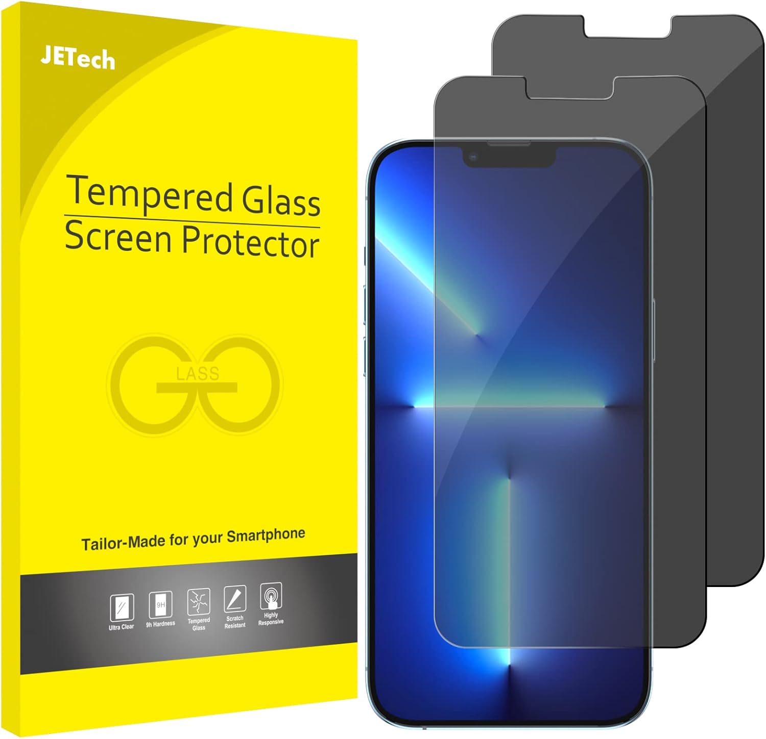 JETech Protector Pantalla Privacidad para iPhone 17 Pro Max, 2 Unidades | Protección Antiespía, Cristal Vidrio Templado, Marco de Instalación Fácil, Anti-Arañazos