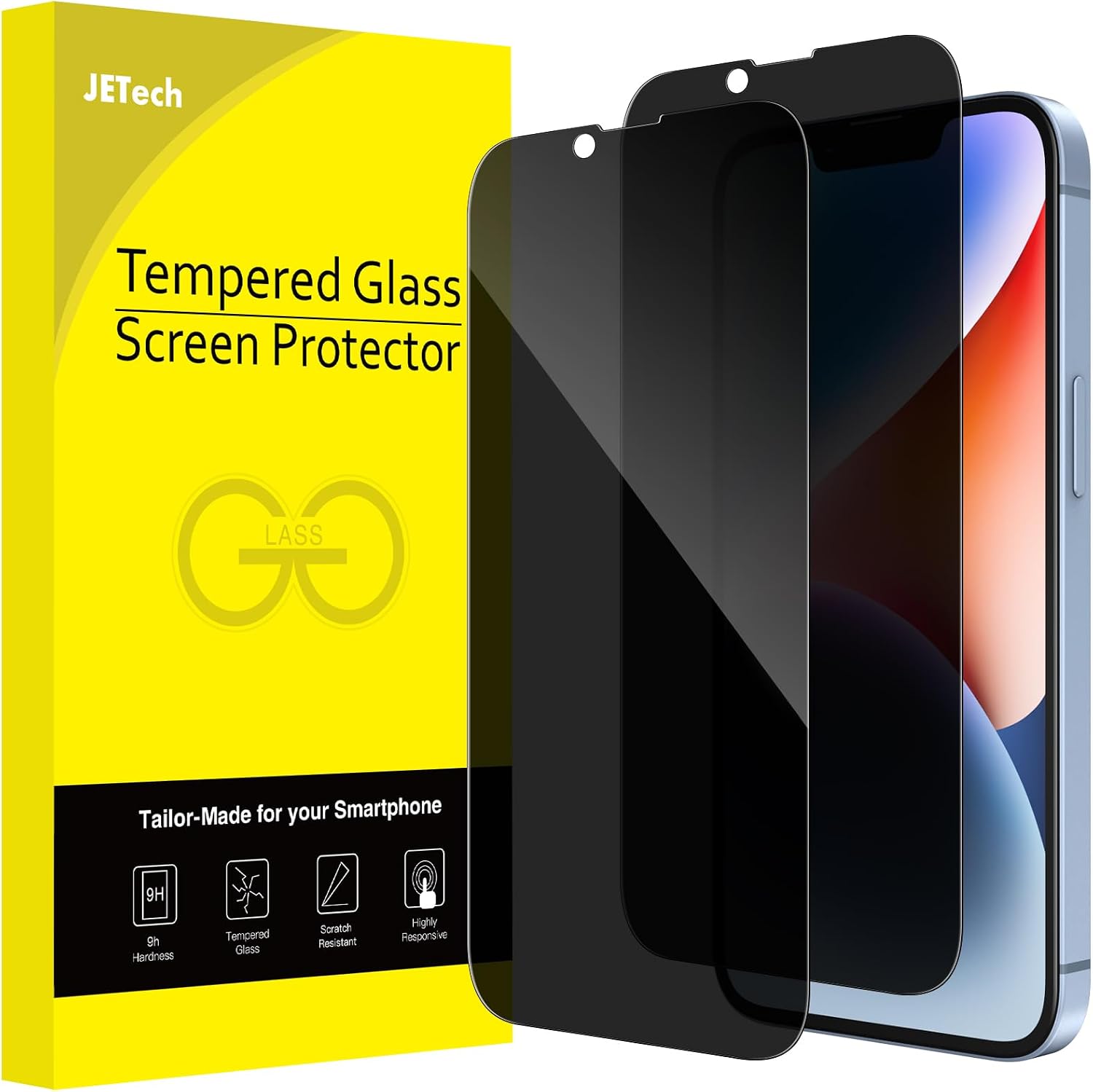 JETech Protector Pantalla Privacidad para iPhone 17 Pro Max, 2 Unidades | Protección Antiespía, Cristal Vidrio Templado, Marco de Instalación Fácil, Anti-Arañazos