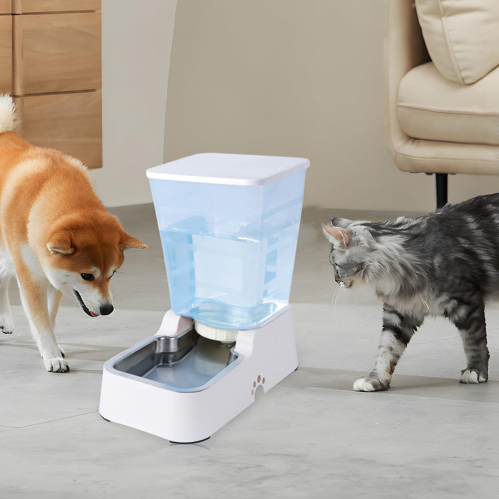 Dispensador Automático de Comida y Agua para Perros y Gatos, 5L - para Mascotas Medianas y Grandes, Otros Animales (Gris Oscuro)
