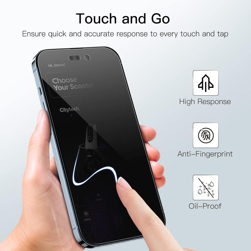 JETech Protector Pantalla Privacidad para iPhone 17 Pro Max, 2 Unidades | Protección Antiespía, Cristal Vidrio Templado, Marco de Instalación Fácil, Anti-Arañazos