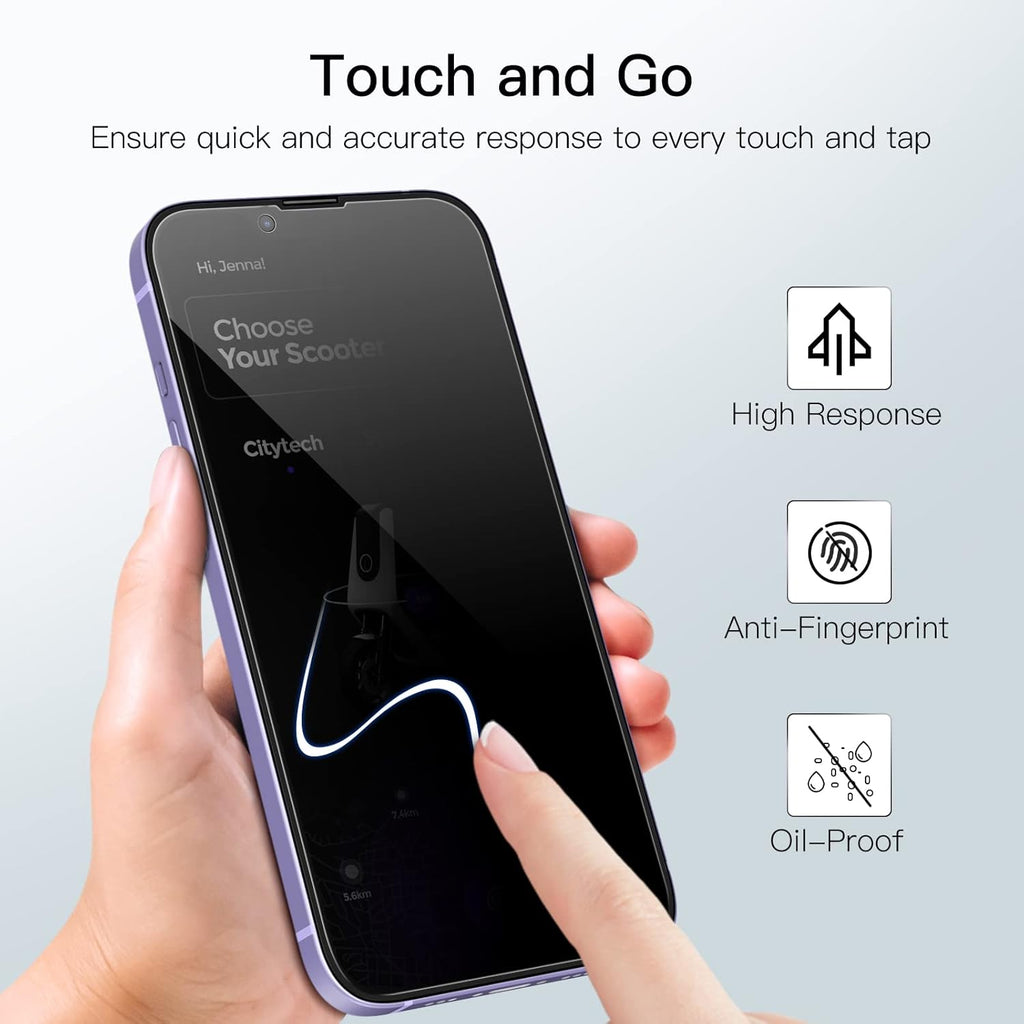 JETech Protector Pantalla Privacidad para iPhone 17 Pro Max, 2 Unidades | Protección Antiespía, Cristal Vidrio Templado, Marco de Instalación Fácil, Anti-Arañazos
