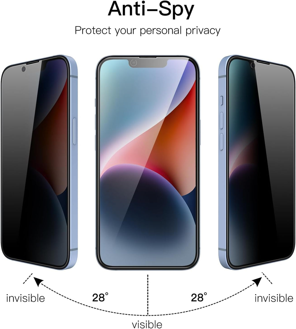 JETech Protector Pantalla Privacidad para iPhone 17 Pro Max, 2 Unidades | Protección Antiespía, Cristal Vidrio Templado, Marco de Instalación Fácil, Anti-Arañazos