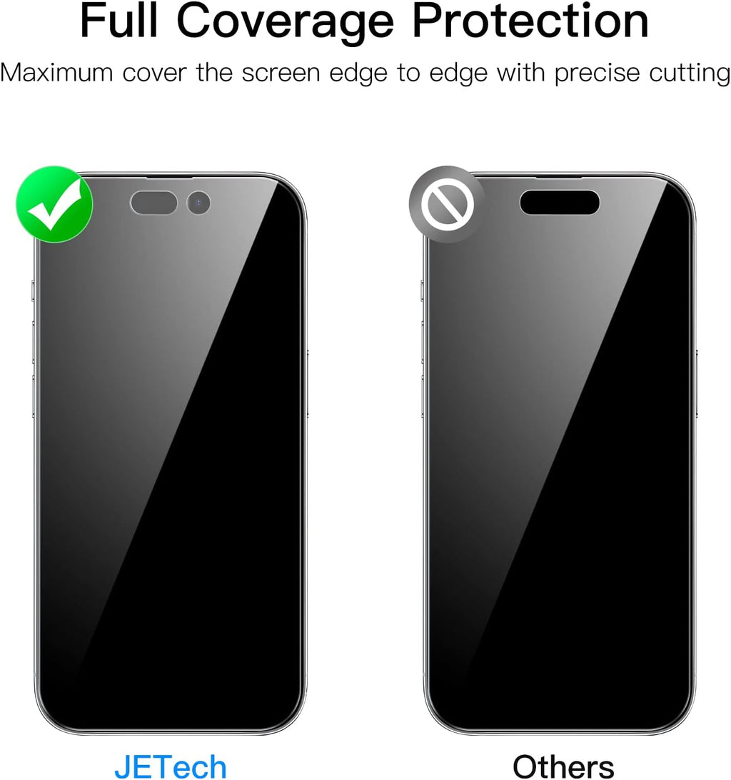 JETech Protector Pantalla Privacidad para iPhone 17 Pro Max, 2 Unidades | Protección Antiespía, Cristal Vidrio Templado, Marco de Instalación Fácil, Anti-Arañazos