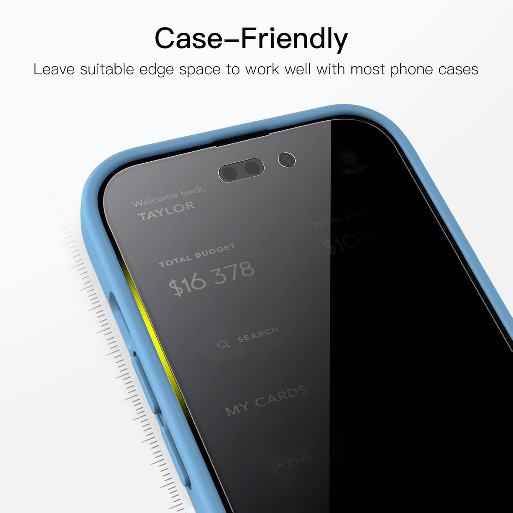 JETech Protector Pantalla Privacidad para iPhone 17 Pro Max, 2 Unidades | Protección Antiespía, Cristal Vidrio Templado, Marco de Instalación Fácil, Anti-Arañazos