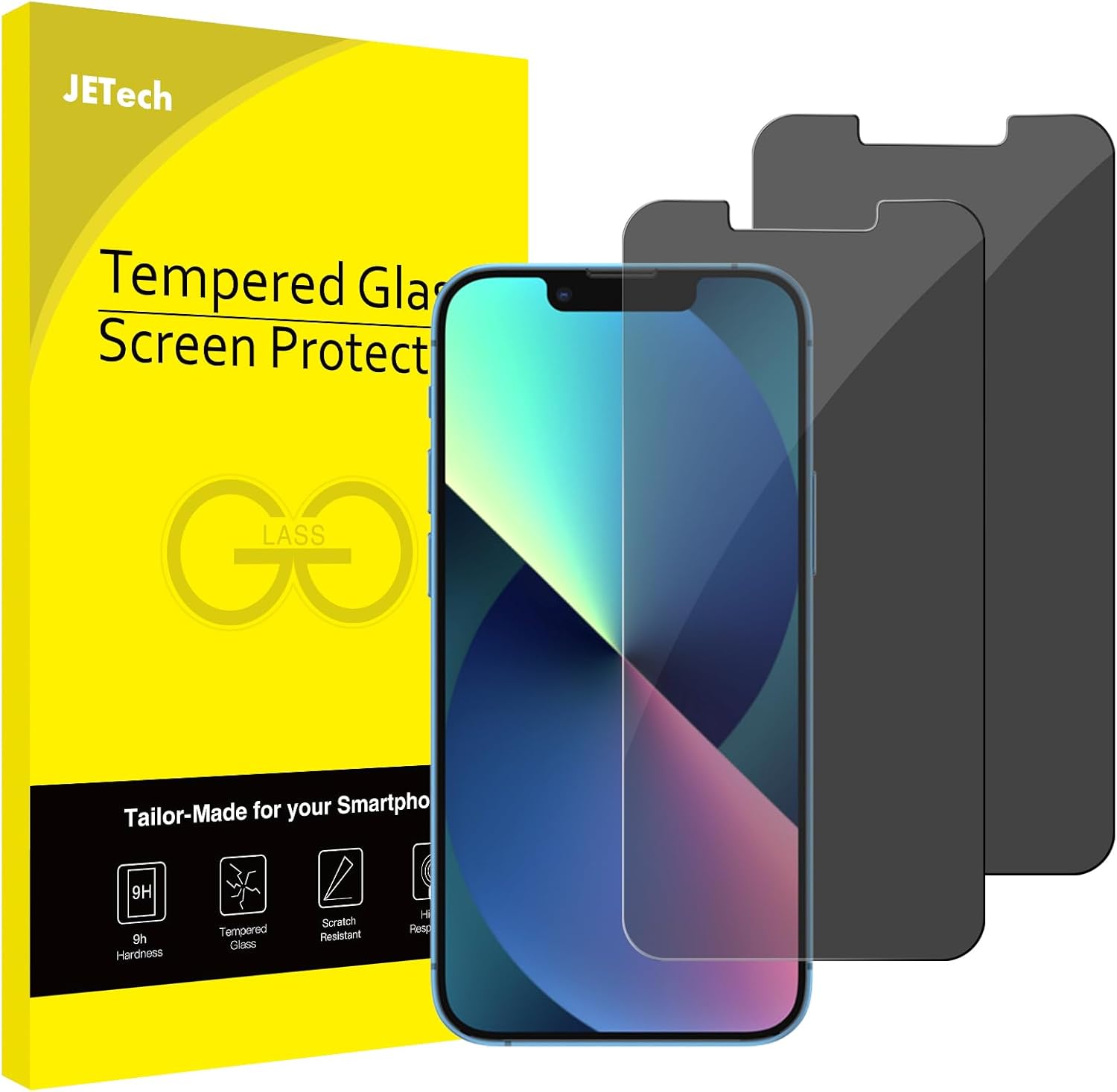 JETech Protector Pantalla Privacidad para iPhone 17 Pro Max, 2 Unidades | Protección Antiespía, Cristal Vidrio Templado, Marco de Instalación Fácil, Anti-Arañazos