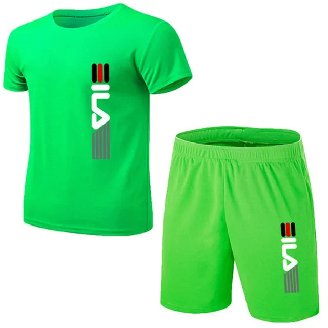 Summer Men's Fashion Simple Fitness Two-piece Oversized  Fashion Short Sleeve and Shorts Sets Size Casual Sportswear Men's Suit