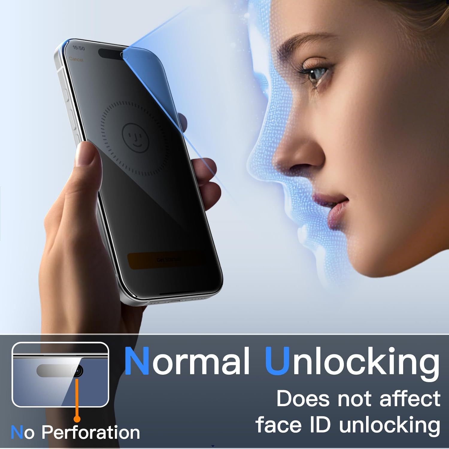 JETech Protector Pantalla Privacidad para iPhone 17 Pro Max, 2 Unidades | Protección Antiespía, Cristal Vidrio Templado, Marco de Instalación Fácil, Anti-Arañazos