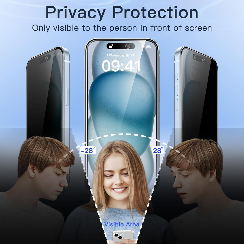 JETech Protector Pantalla Privacidad para iPhone 17 Pro Max, 2 Unidades | Protección Antiespía, Cristal Vidrio Templado, Marco de Instalación Fácil, Anti-Arañazos