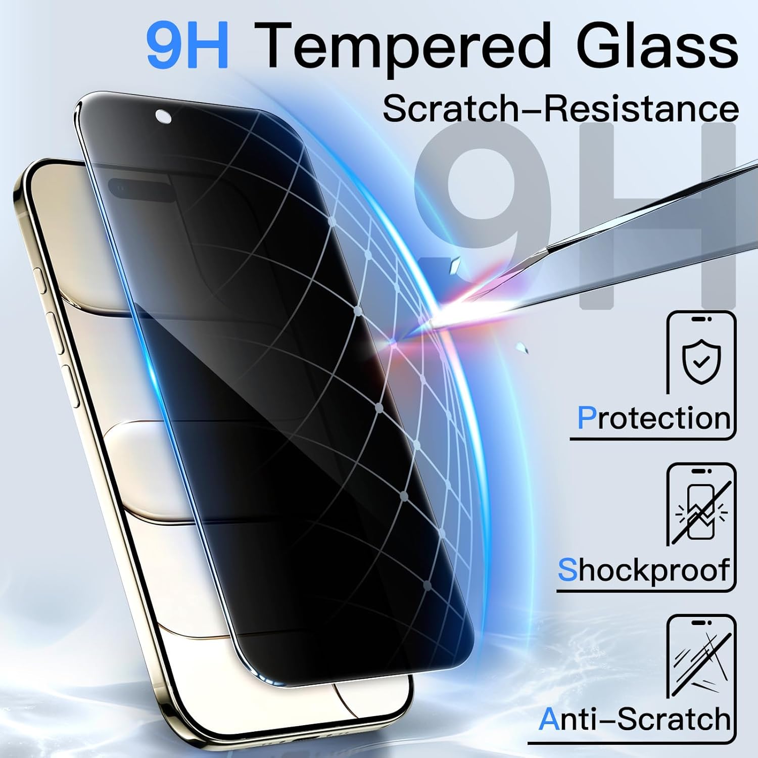 JETech Protector Pantalla Privacidad para iPhone 17 Pro Max, 2 Unidades | Protección Antiespía, Cristal Vidrio Templado, Marco de Instalación Fácil, Anti-Arañazos