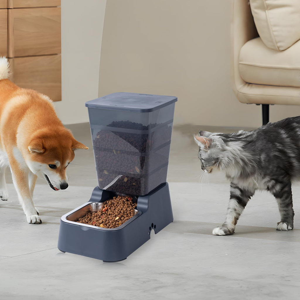 Dispensador Automático de Comida y Agua para Perros y Gatos, 5L - para Mascotas Medianas y Grandes, Otros Animales (Gris Oscuro)