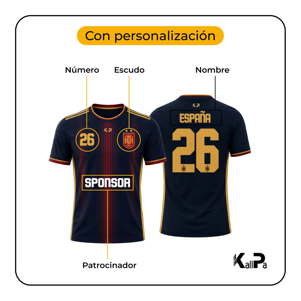 KALLPA Camiseta Mundial España de fútbol Personalizada. | Poliéster