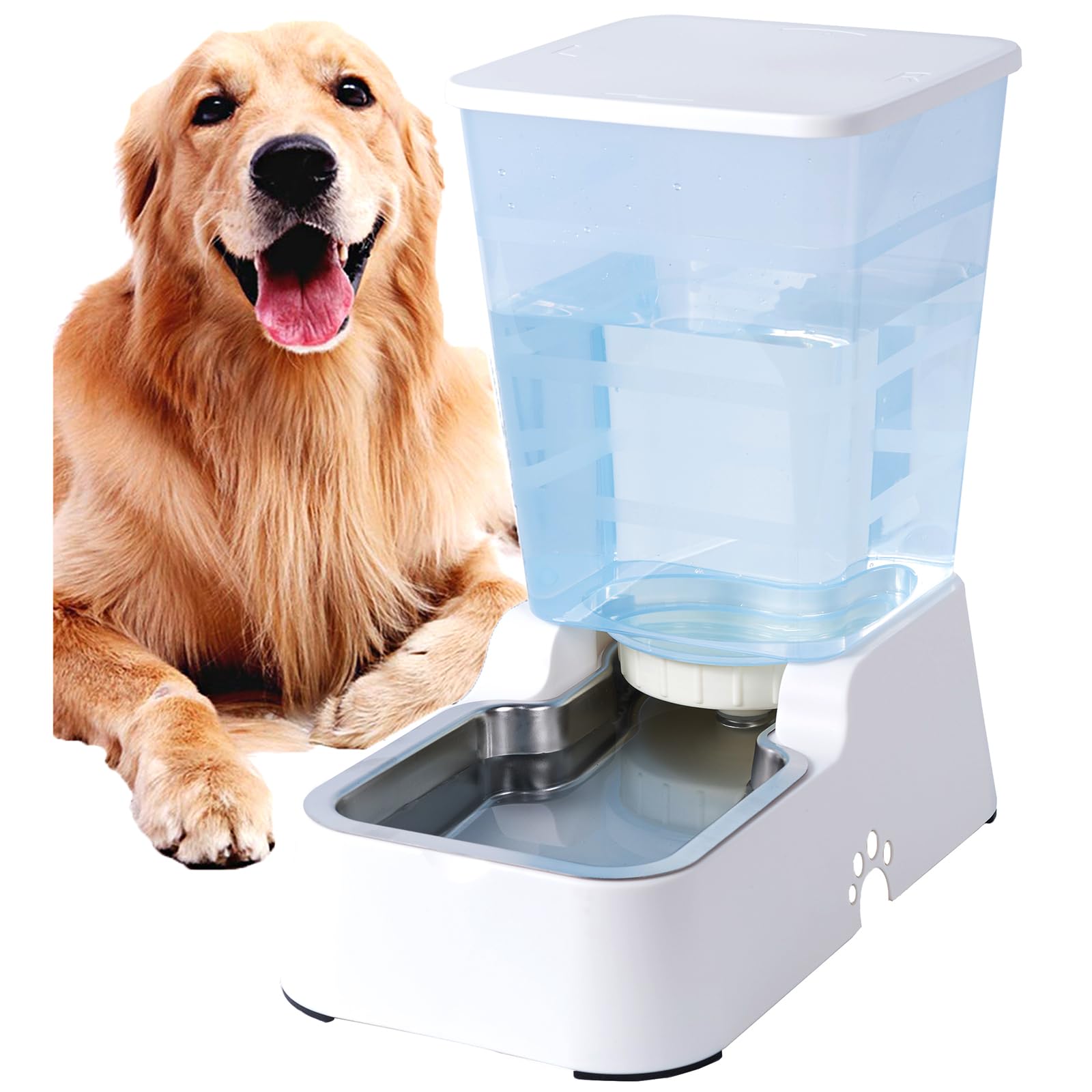 Dispensador Automático de Comida y Agua para Perros y Gatos, 5L - para Mascotas Medianas y Grandes, Otros Animales (Gris Oscuro)