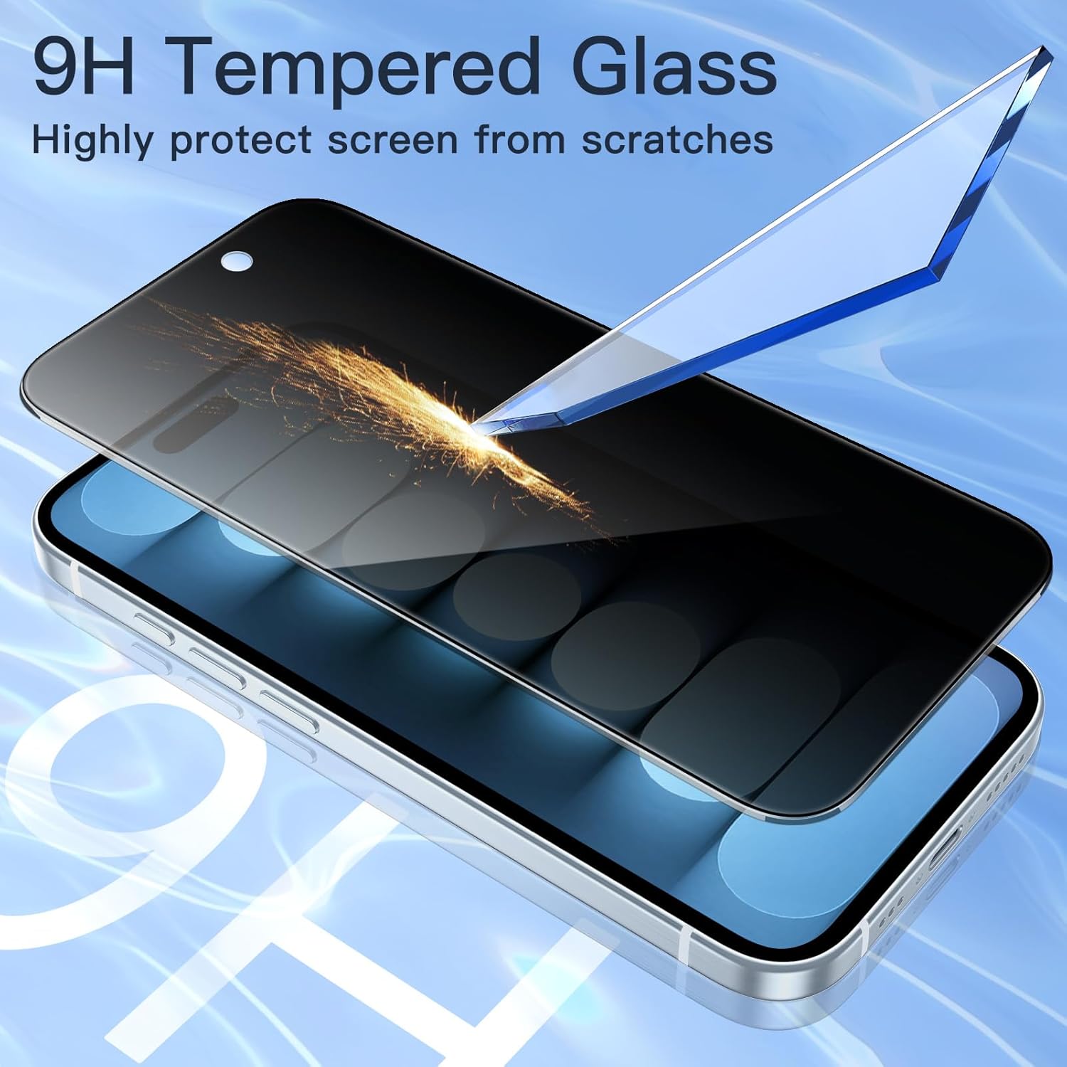 JETech Protector Pantalla Privacidad para iPhone 17 Pro Max, 2 Unidades | Protección Antiespía, Cristal Vidrio Templado, Marco de Instalación Fácil, Anti-Arañazos