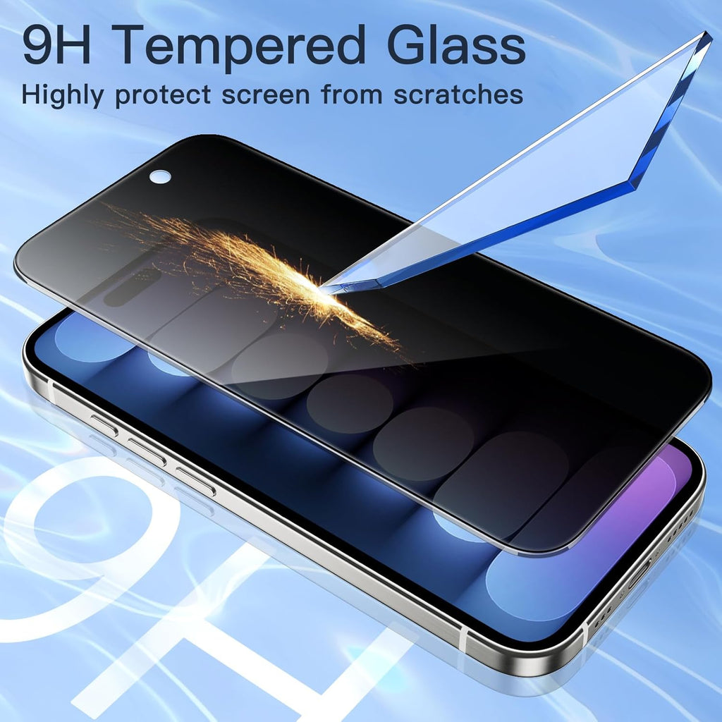 JETech Protector Pantalla Privacidad para iPhone 17 Pro Max, 2 Unidades | Protección Antiespía, Cristal Vidrio Templado, Marco de Instalación Fácil, Anti-Arañazos