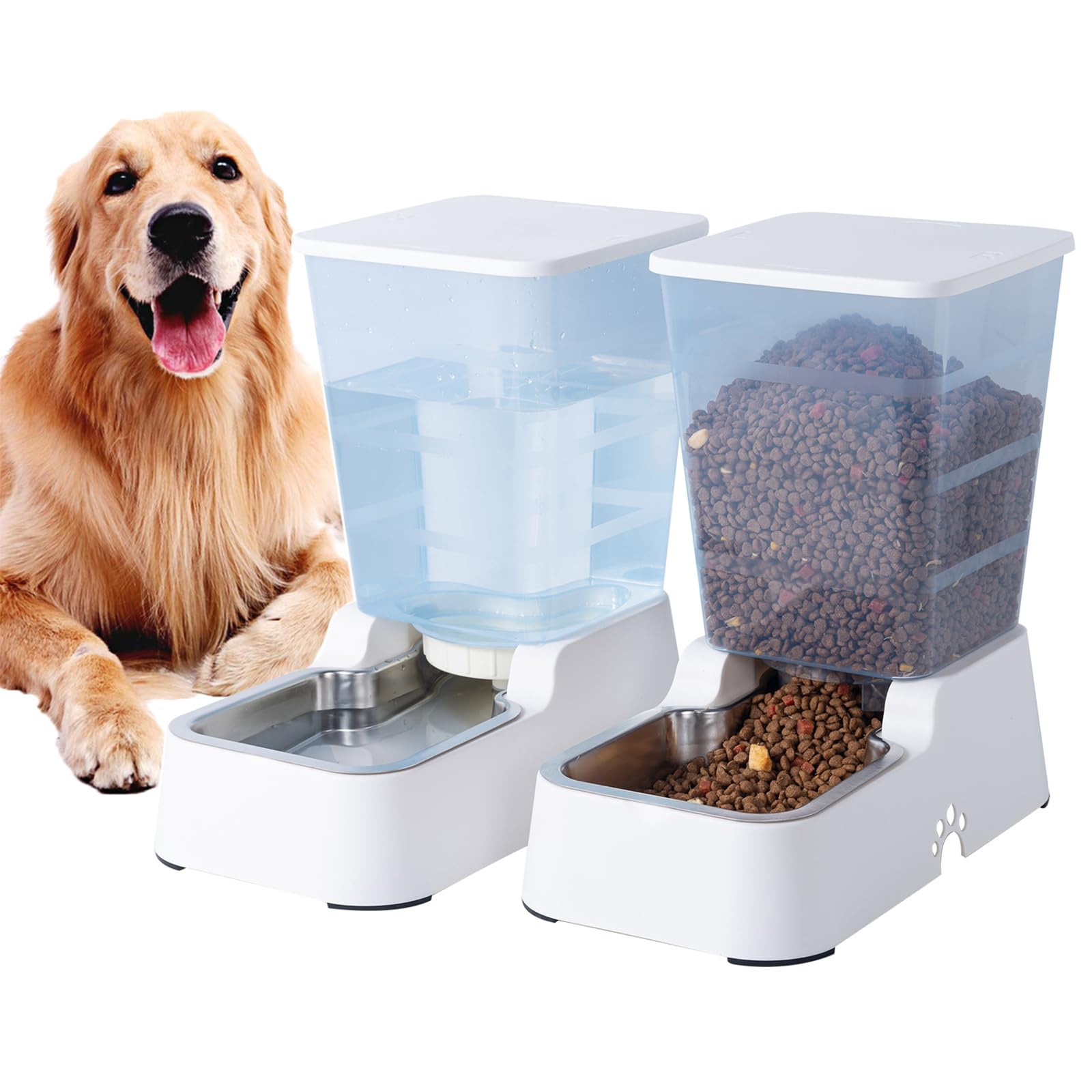 Dispensador Automático de Comida y Agua para Perros y Gatos, 5L - para Mascotas Medianas y Grandes, Otros Animales (Gris Oscuro)
