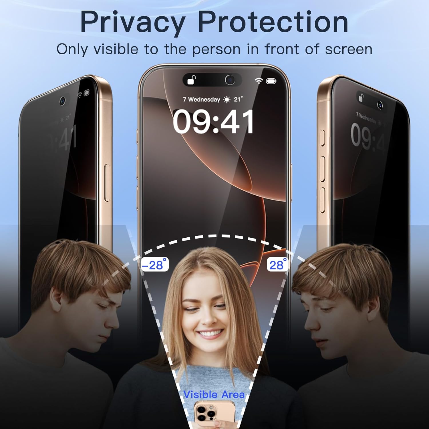 JETech Protector Pantalla Privacidad para iPhone 17 Pro Max, 2 Unidades | Protección Antiespía, Cristal Vidrio Templado, Marco de Instalación Fácil, Anti-Arañazos