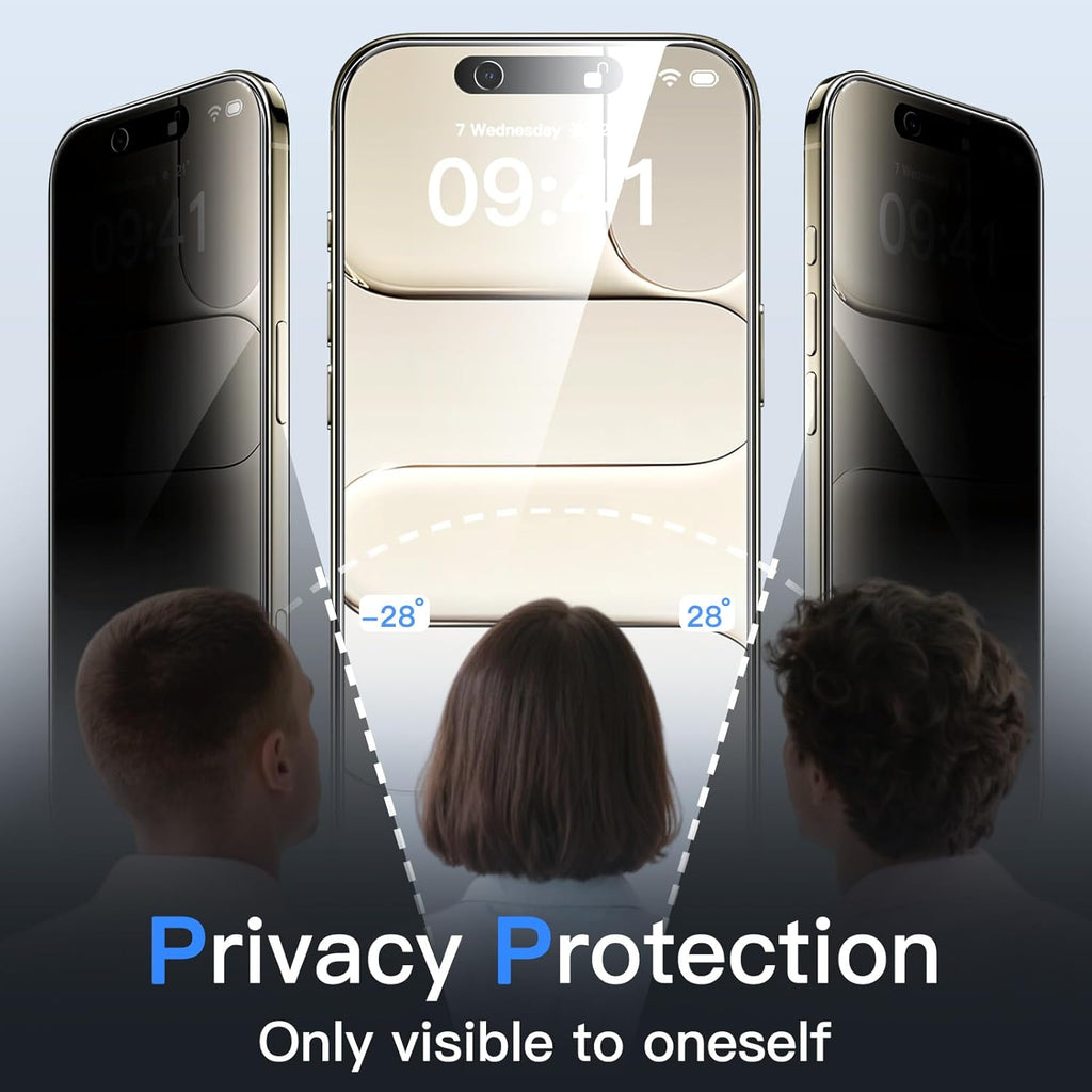 JETech Protector Pantalla Privacidad para iPhone 17 Pro Max, 2 Unidades | Protección Antiespía, Cristal Vidrio Templado, Marco de Instalación Fácil, Anti-Arañazos
