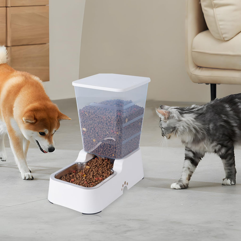 Dispensador Automático de Comida y Agua para Perros y Gatos, 5L - para Mascotas Medianas y Grandes, Otros Animales (Gris Oscuro)