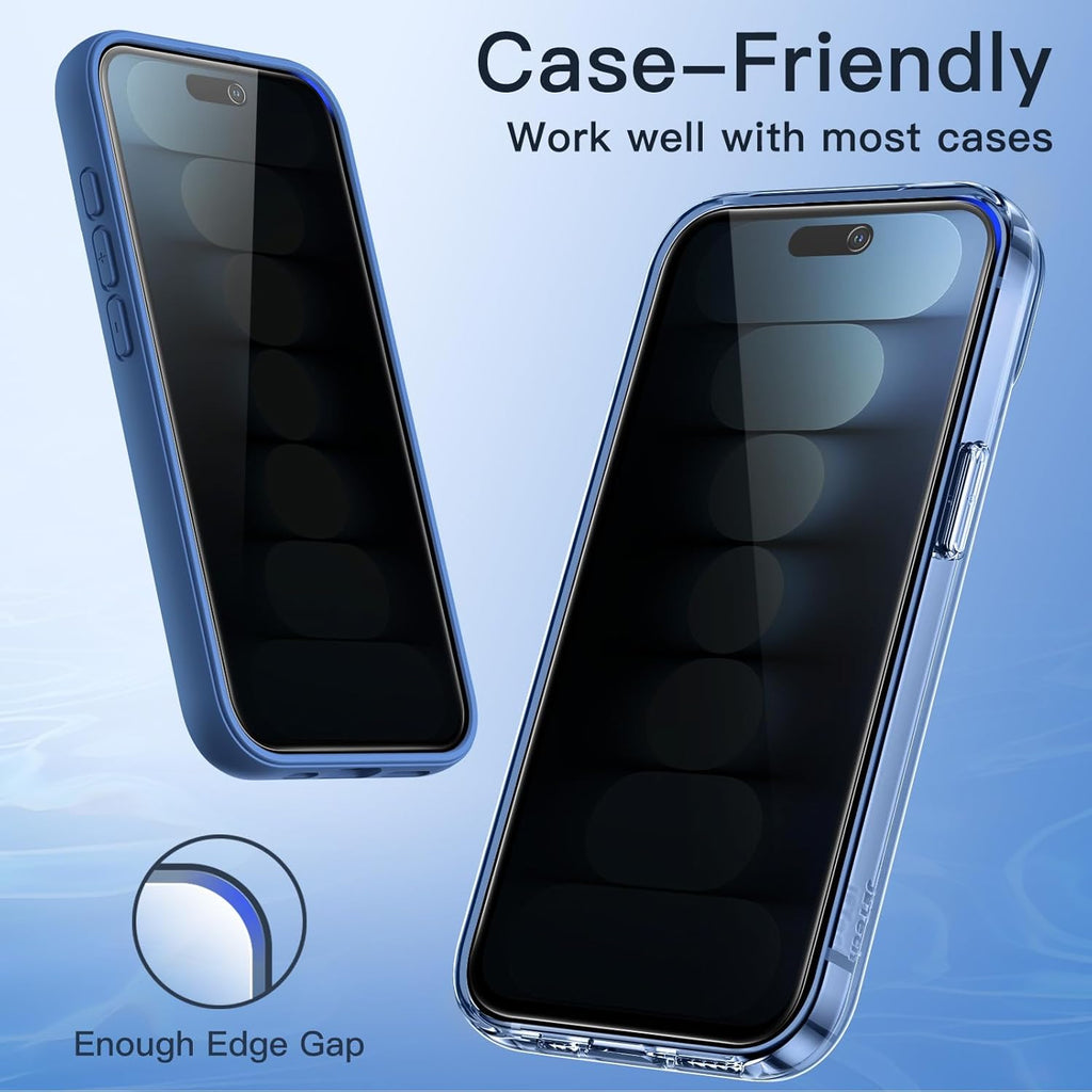 JETech Protector Pantalla Privacidad para iPhone 17 Pro Max, 2 Unidades | Protección Antiespía, Cristal Vidrio Templado, Marco de Instalación Fácil, Anti-Arañazos