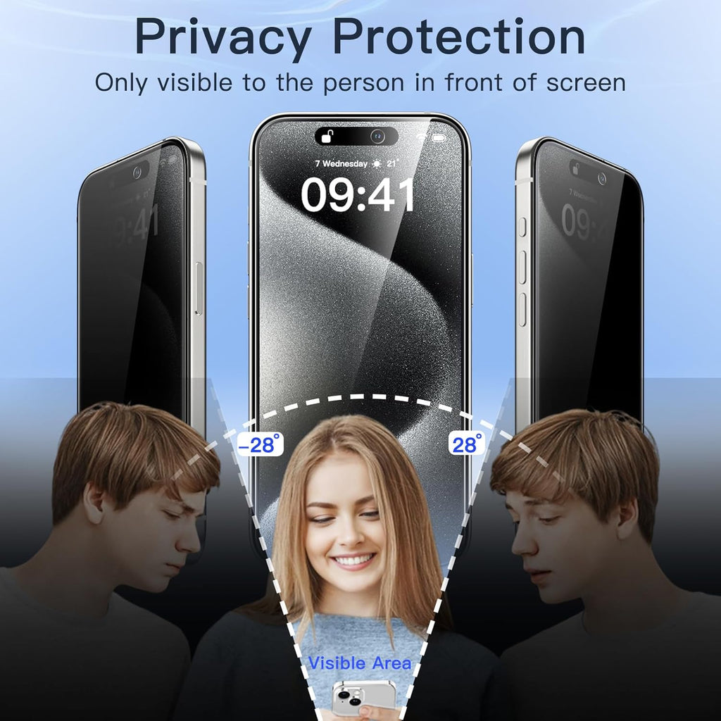 JETech Protector Pantalla Privacidad para iPhone 17 Pro Max, 2 Unidades | Protección Antiespía, Cristal Vidrio Templado, Marco de Instalación Fácil, Anti-Arañazos