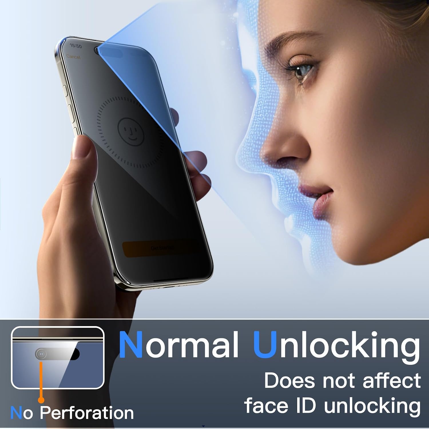 JETech Protector Pantalla Privacidad para iPhone 17 Pro Max, 2 Unidades | Protección Antiespía, Cristal Vidrio Templado, Marco de Instalación Fácil, Anti-Arañazos