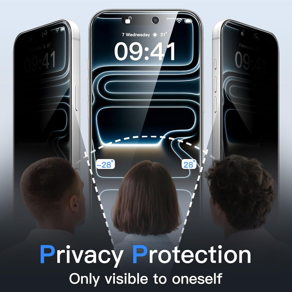 JETech Protector Pantalla Privacidad para iPhone 17 Pro Max, 2 Unidades | Protección Antiespía, Cristal Vidrio Templado, Marco de Instalación Fácil, Anti-Arañazos