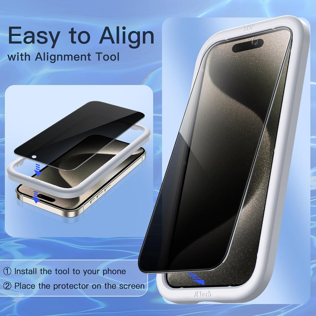 JETech Protector Pantalla Privacidad para iPhone 17 Pro Max, 2 Unidades | Protección Antiespía, Cristal Vidrio Templado, Marco de Instalación Fácil, Anti-Arañazos