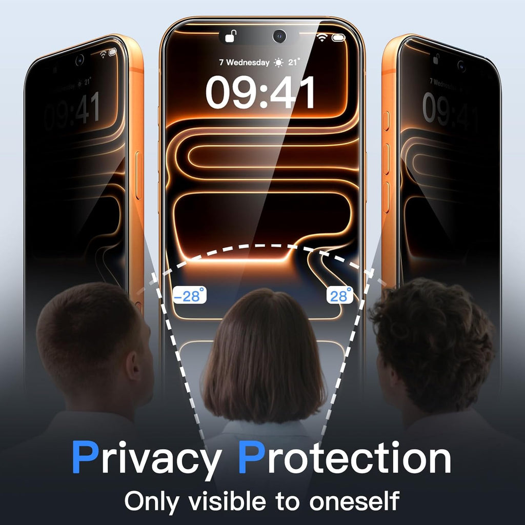 JETech Protector Pantalla Privacidad para iPhone 17 Pro Max, 2 Unidades | Protección Antiespía, Cristal Vidrio Templado, Marco de Instalación Fácil, Anti-Arañazos
