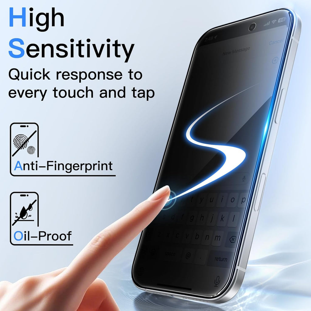 JETech Protector Pantalla Privacidad para iPhone 17 Pro Max, 2 Unidades | Protección Antiespía, Cristal Vidrio Templado, Marco de Instalación Fácil, Anti-Arañazos