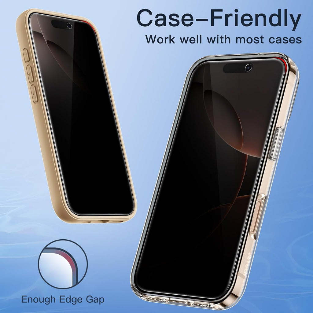 JETech Protector Pantalla Privacidad para iPhone 17 Pro Max, 2 Unidades | Protección Antiespía, Cristal Vidrio Templado, Marco de Instalación Fácil, Anti-Arañazos