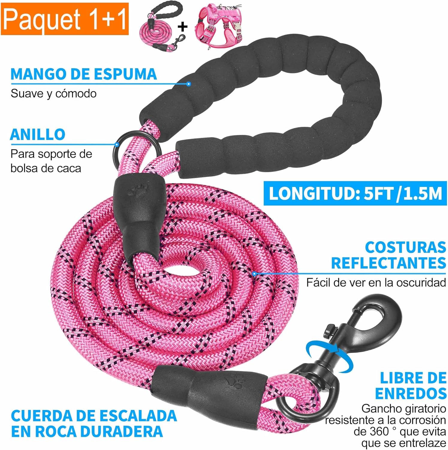 Haapaw Arnés táctico resistente para perros grandes, arnés ajustable para mascotas, reflectante, de fácil control, arnés para perros de trabajo, grande, marrón