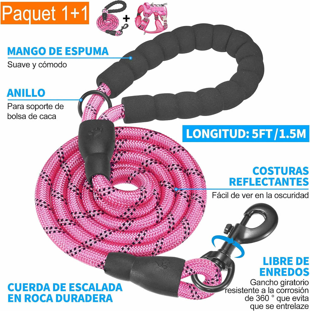 Haapaw Arnés táctico resistente para perros grandes, arnés ajustable para mascotas, reflectante, de fácil control, arnés para perros de trabajo, grande, marrón