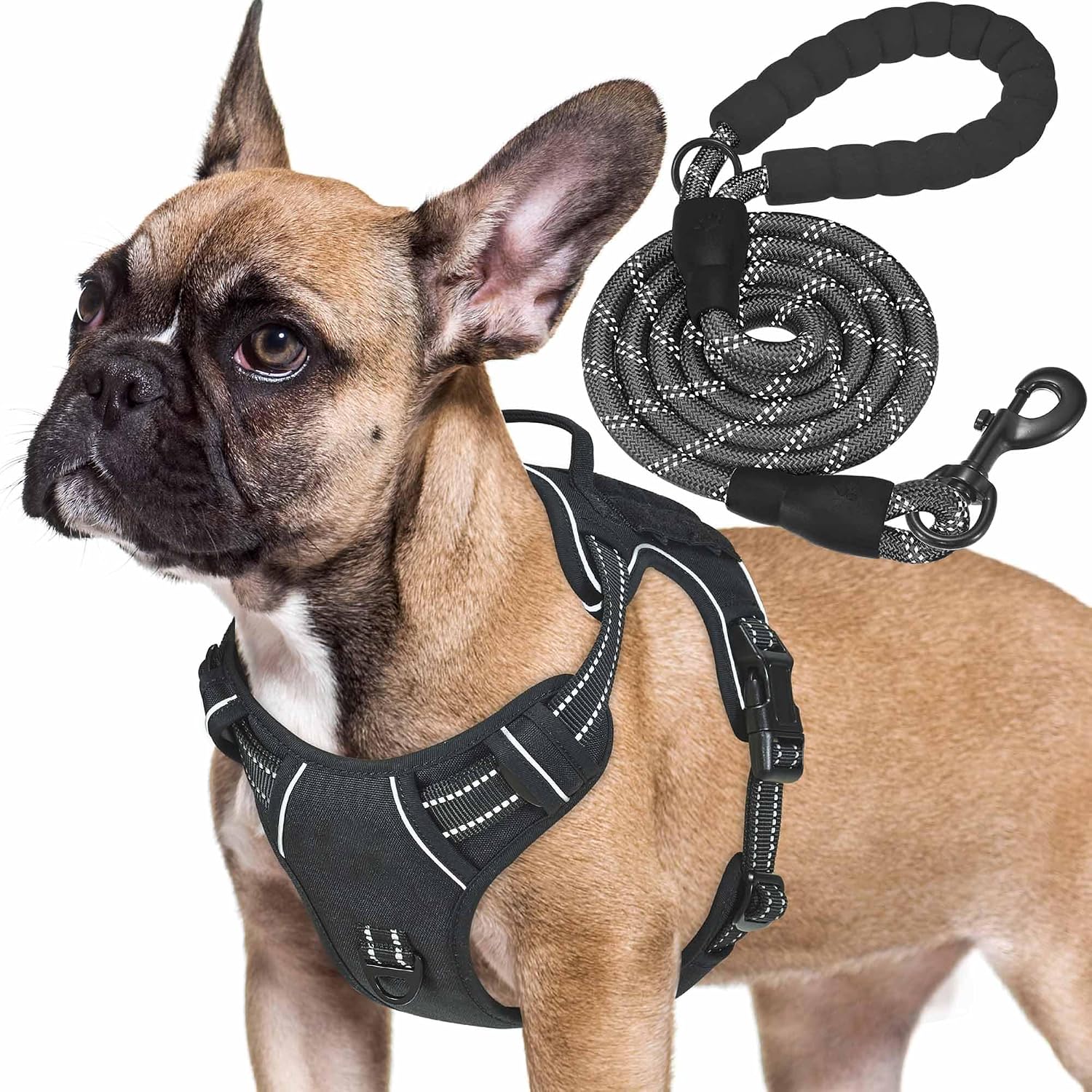 Haapaw Arnés táctico resistente para perros grandes, arnés ajustable para mascotas, reflectante, de fácil control, arnés para perros de trabajo, grande, marrón