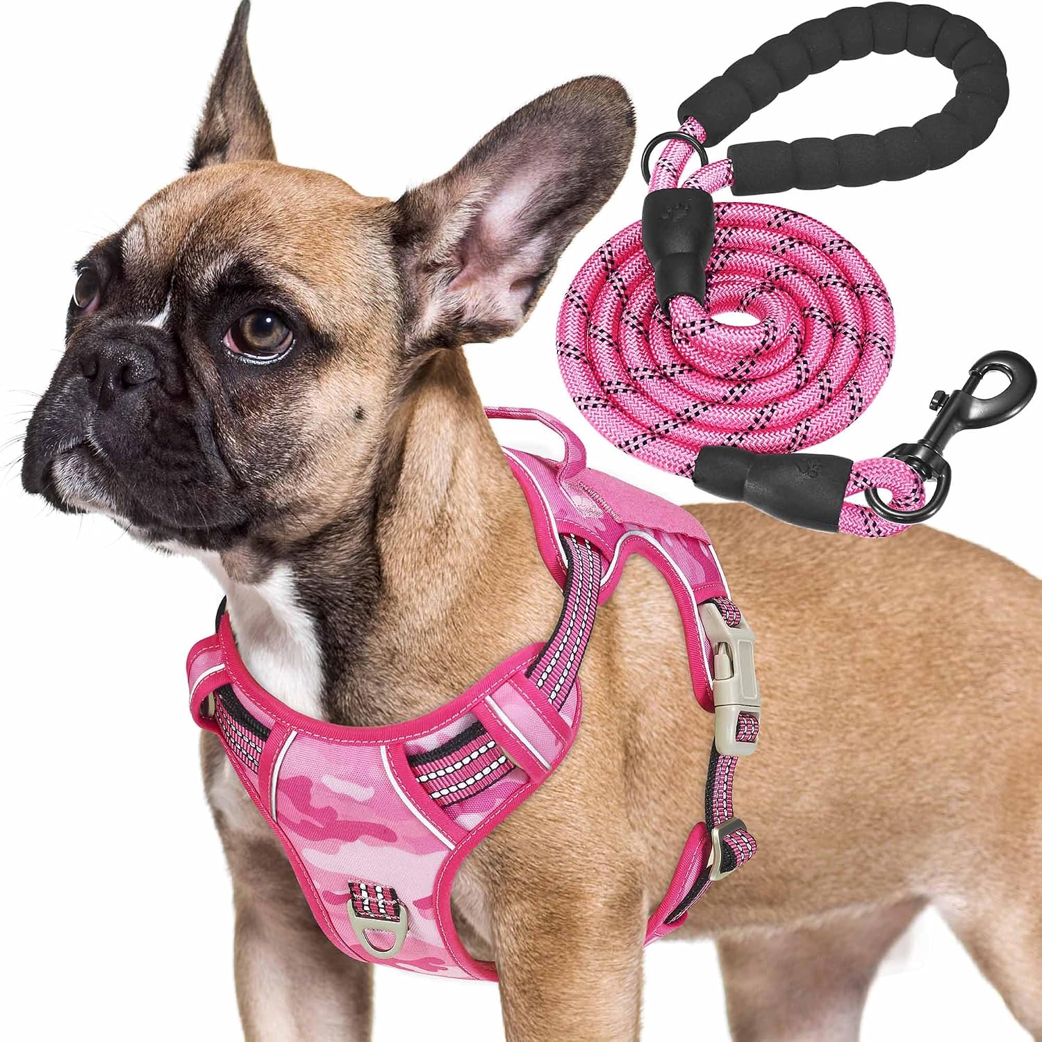 Haapaw Arnés táctico resistente para perros grandes, arnés ajustable para mascotas, reflectante, de fácil control, arnés para perros de trabajo, grande, marrón