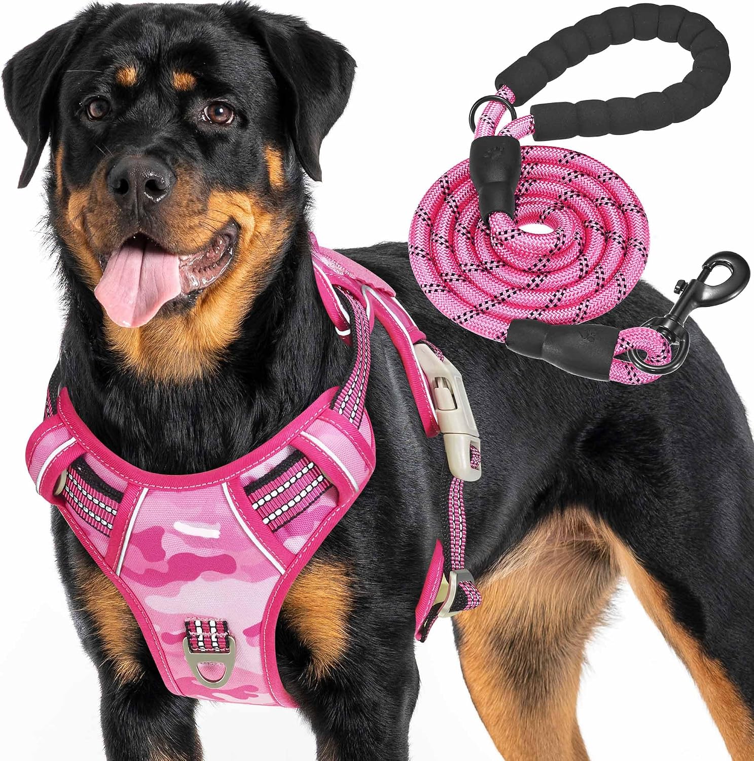 Haapaw Arnés táctico resistente para perros grandes, arnés ajustable para mascotas, reflectante, de fácil control, arnés para perros de trabajo, grande, marrón