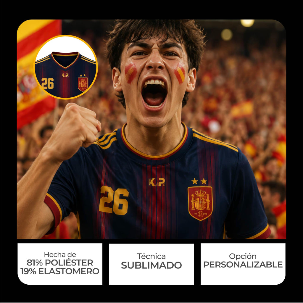 KALLPA Camiseta Mundial España de fútbol Personalizada. | Poliéster