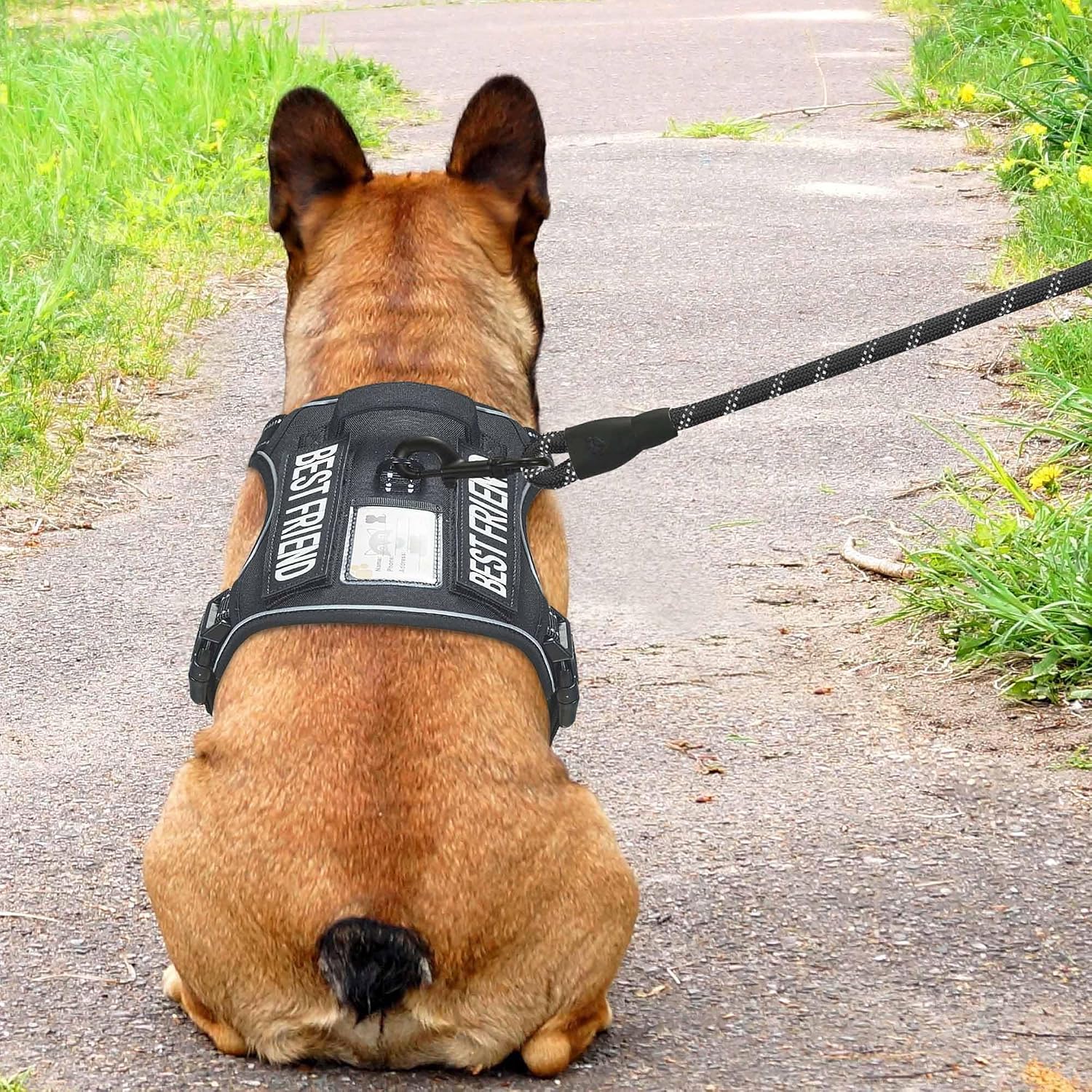 Haapaw Arnés táctico resistente para perros grandes, arnés ajustable para mascotas, reflectante, de fácil control, arnés para perros de trabajo, grande, marrón