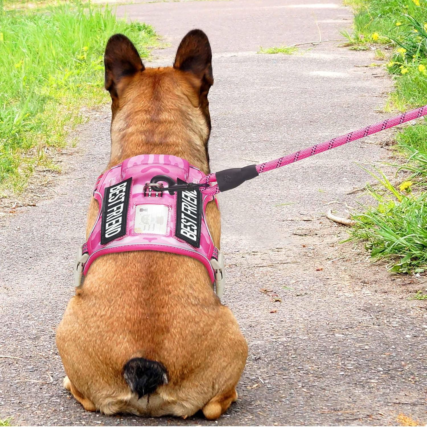 Haapaw Arnés táctico resistente para perros grandes, arnés ajustable para mascotas, reflectante, de fácil control, arnés para perros de trabajo, grande, marrón