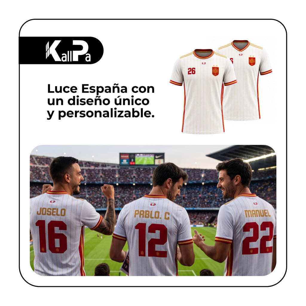 KALLPA Camiseta Mundial España de fútbol Personalizada. | Poliéster