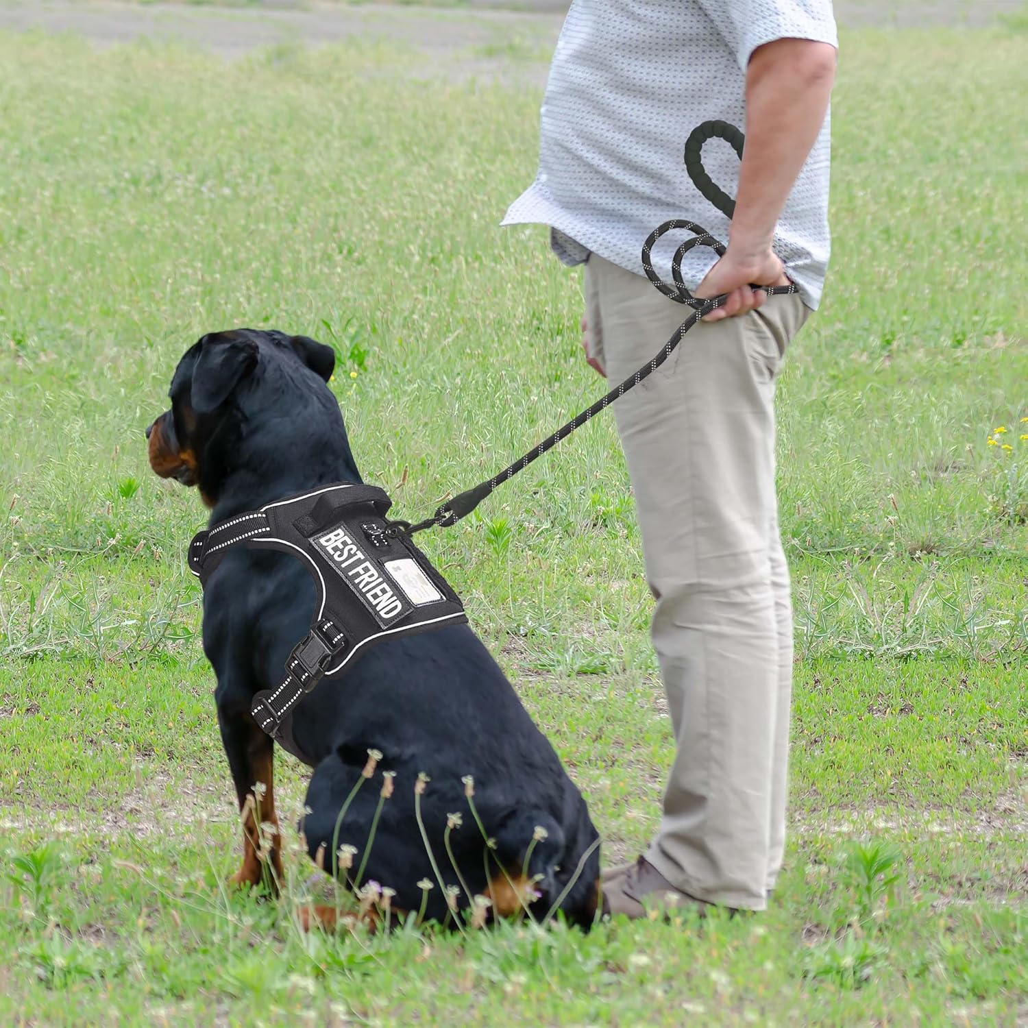 Haapaw Arnés táctico resistente para perros grandes, arnés ajustable para mascotas, reflectante, de fácil control, arnés para perros de trabajo, grande, marrón
