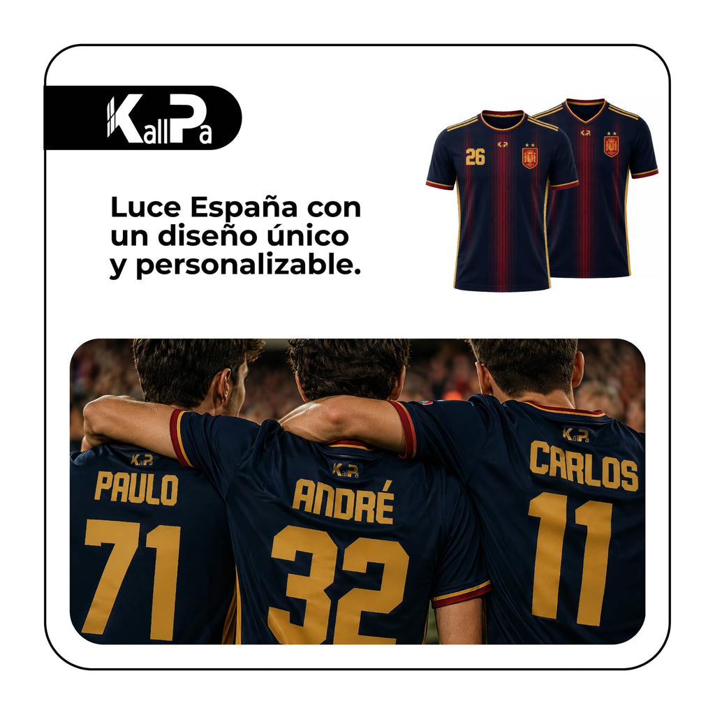 KALLPA Camiseta Mundial España de fútbol Personalizada. | Poliéster
