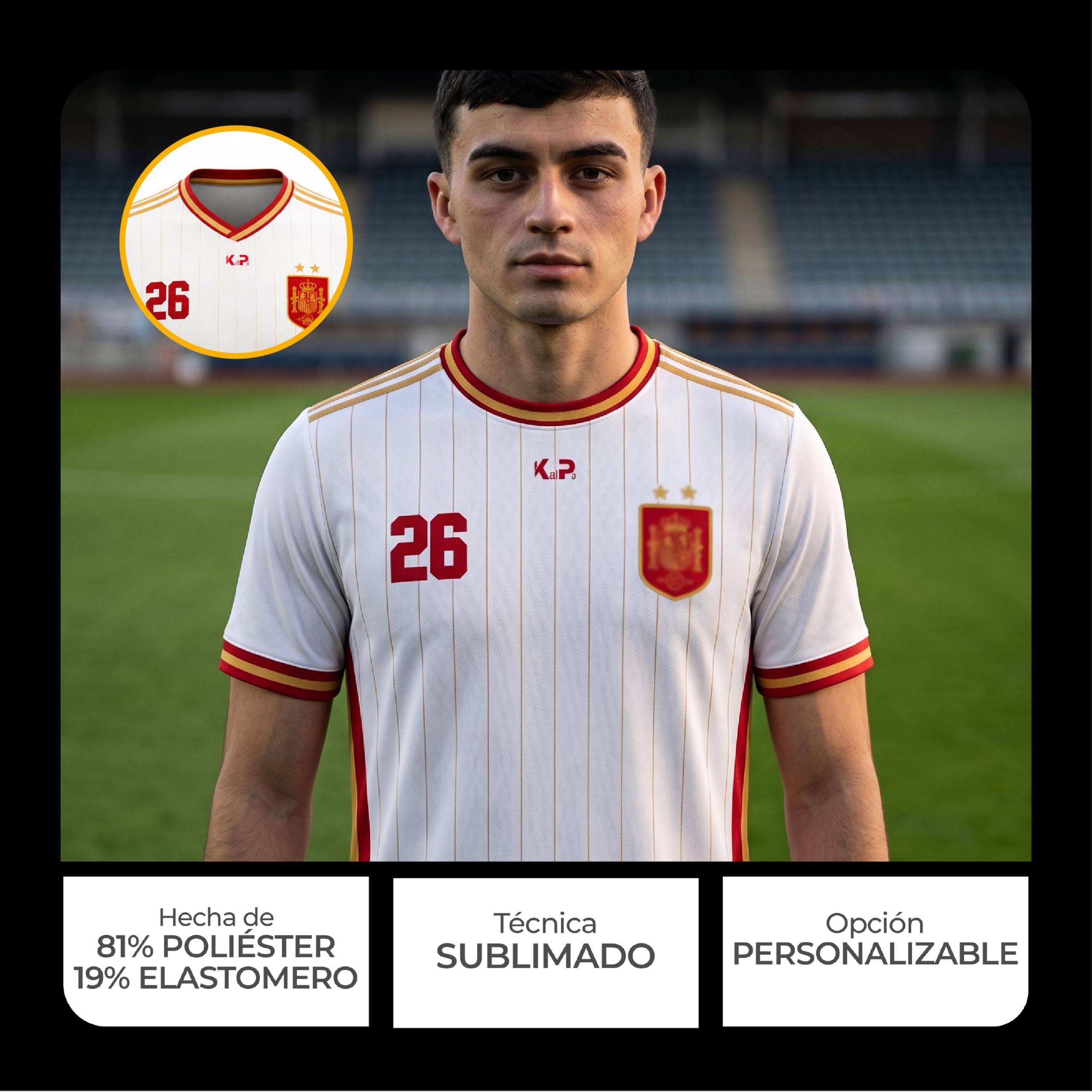 KALLPA Camiseta Mundial España de fútbol Personalizada. | Poliéster