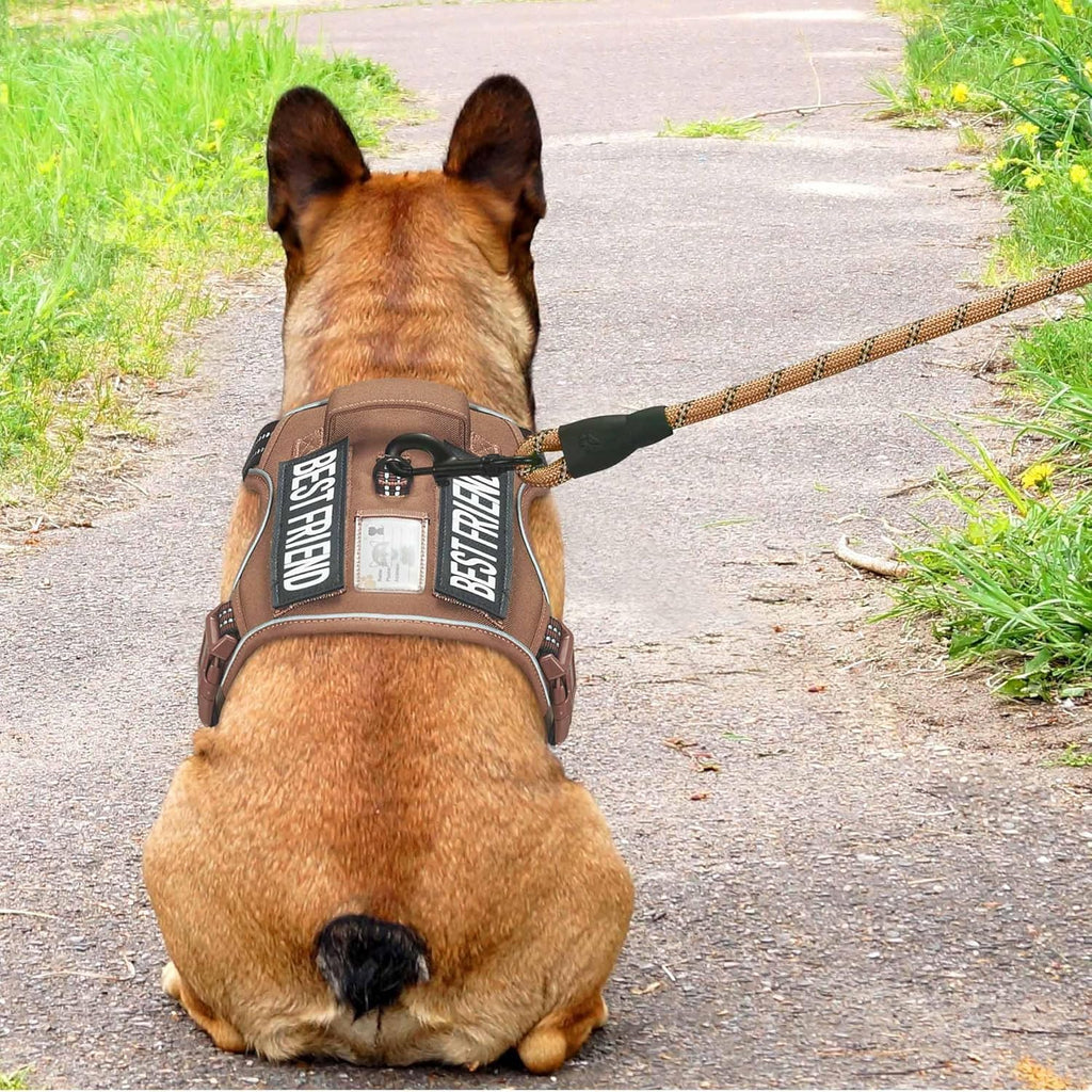 Haapaw Arnés táctico resistente para perros grandes, arnés ajustable para mascotas, reflectante, de fácil control, arnés para perros de trabajo, grande, marrón