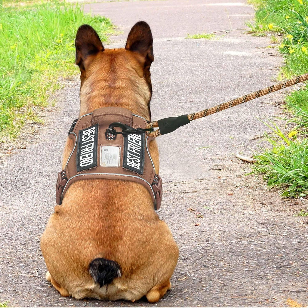 Haapaw Arnés táctico resistente para perros grandes, arnés ajustable para mascotas, reflectante, de fácil control, arnés para perros de trabajo, grande, marrón