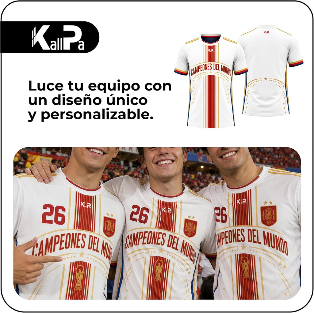 KALLPA Camiseta Mundial España de fútbol Personalizada. | Poliéster